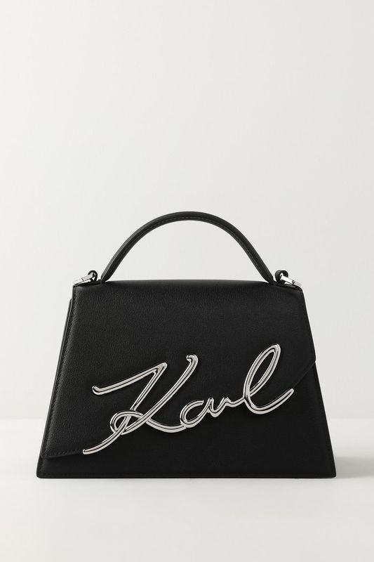 Сумка сэтчел кожаная с логотипом Signature Karl Lagerfeld