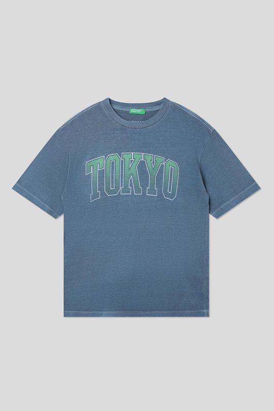 Футболка хлопковая с принтом Benetton