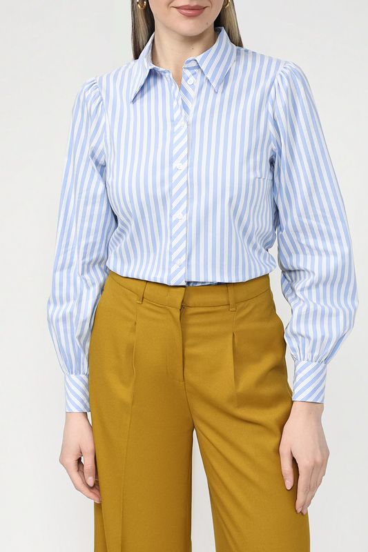 Хлопковая рубашка в полоску приталенного кроя More&More