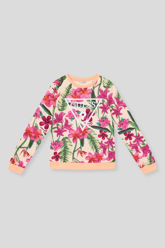 Свитшот хлопковый с принтом и логотипом Guess