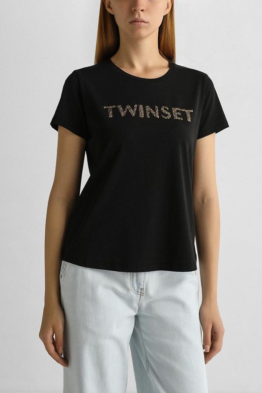 Футболка хлопковая с логотипом TWINSET