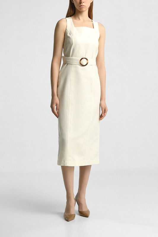 Платье из льна и хлопка без рукавов с поясом SABRINA SCALA