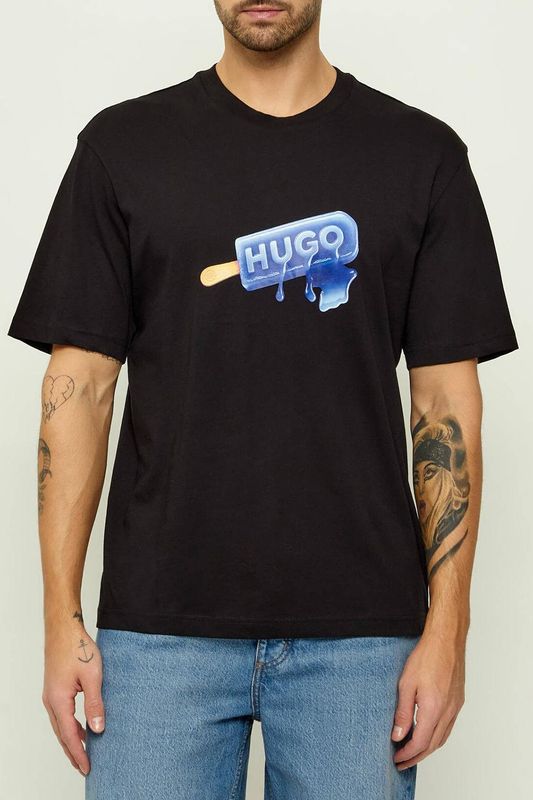 Футболка хлопковая с принтом HUGO BLUE
