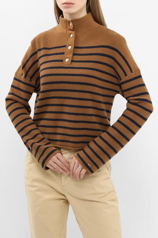 Пуловер шерстяной с воротником стойкой на пуговицах Tommy Hilfiger