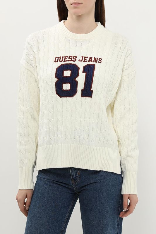 Джемпер хлопковый текстурный с логотипом Guess Jeans