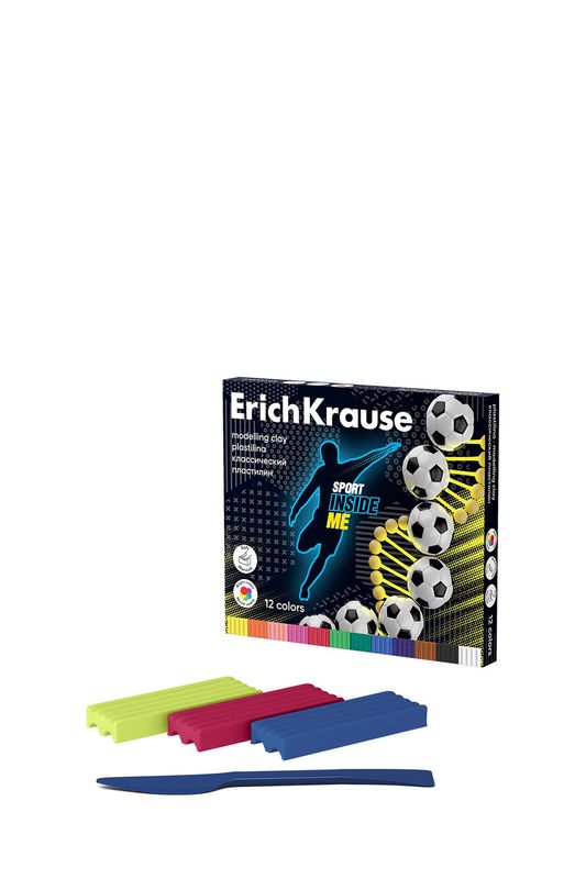 Пластилин Sport DNA, 12 цветов со стеком ErichKrause