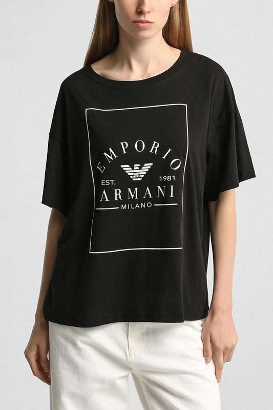 Футболка хлопковая с логотипом EMPORIO ARMANI