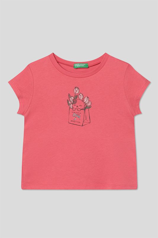 Футболка хлопковая с принтом Benetton