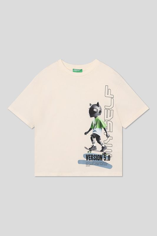 Футболка хлопковая с принтом Benetton