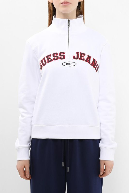 Толстовка хлопковая с воротником на молнии Guess Jeans