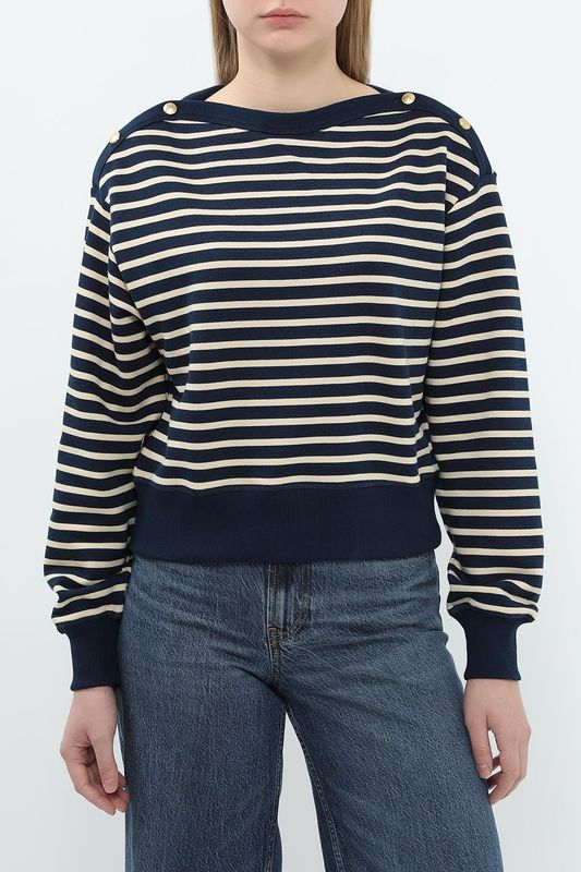 Джемпер хлопковый в полоску с пуговицами Tommy Hilfiger