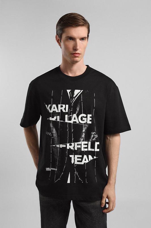 Футболка хлопковая с принтом Karl Lagerfeld Jeans