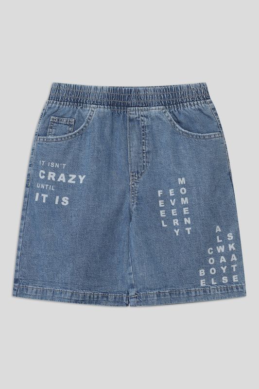 Шорты джинсовые на эластичном поясе с принтом Republic of Denim