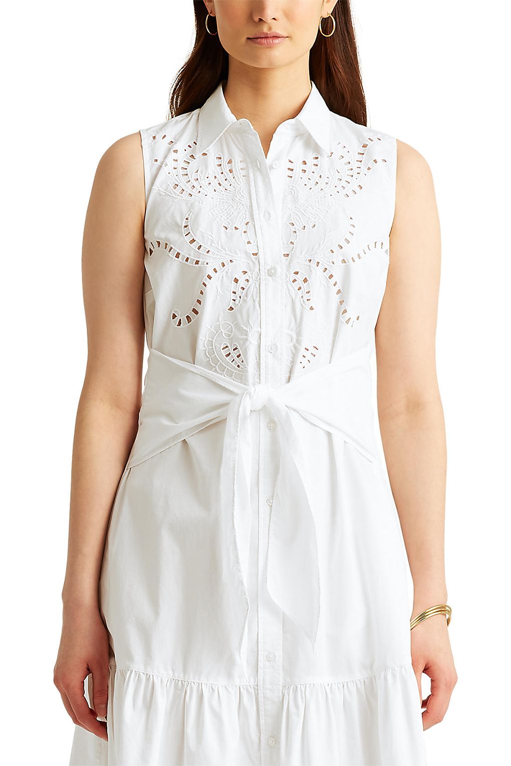 Lauren Ralph Lauren Платье-рубашка с вышивкой ришелье Lauren Ralph Lauren Платье-рубашка с вышивкой ришелье