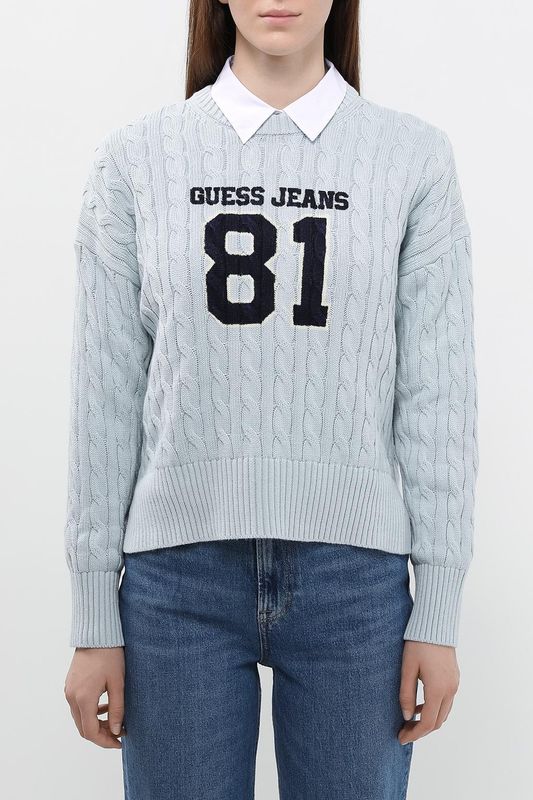 Джемпер хлопковый текстурный с логотипом Guess Jeans