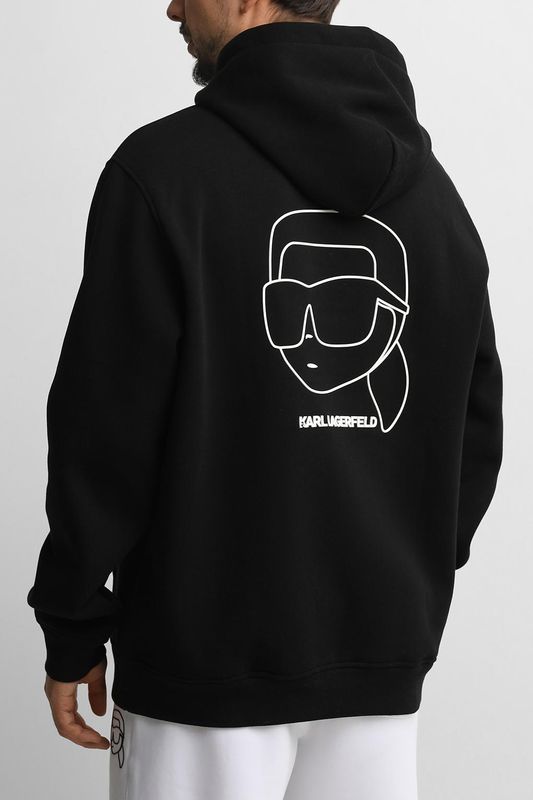 Худи хлопковое с карманом Karl Lagerfeld