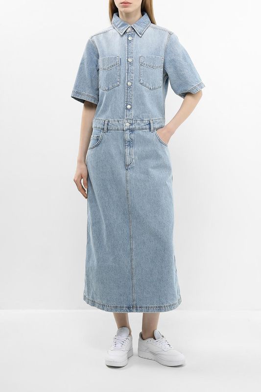 Платье-макси джинсовое с коротким рукавом и карманами Marc O'Polo Denim