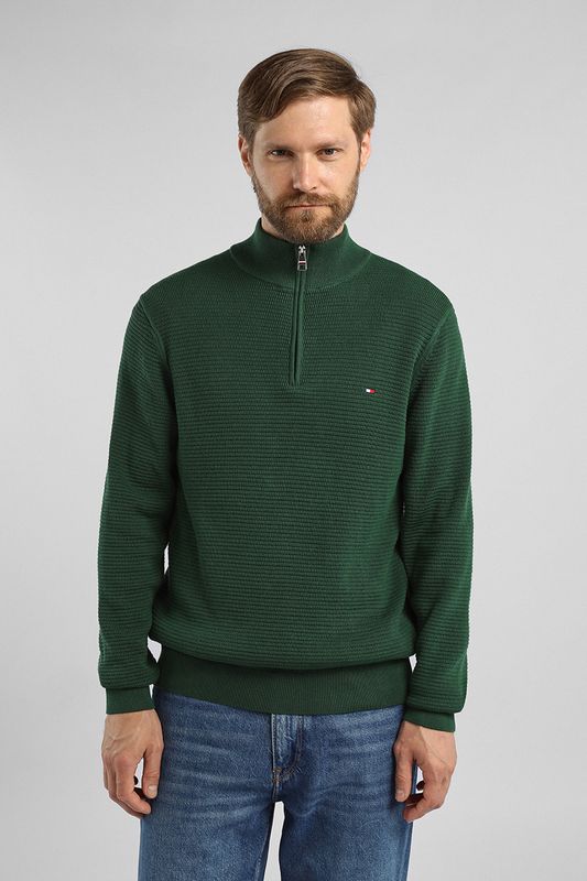 Пуловер хлопковый с воротником на молнии Tommy Hilfiger