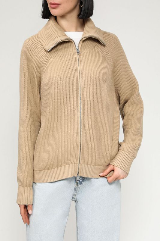 Кардиган хлопковый на молнии с объемным воротником Esprit Casual