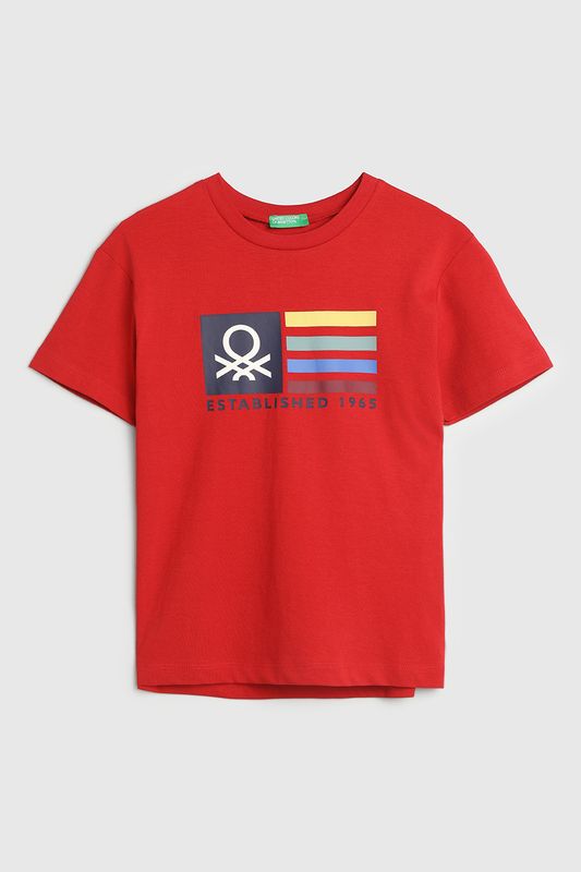 Футболка хлопковая с принтом Benetton