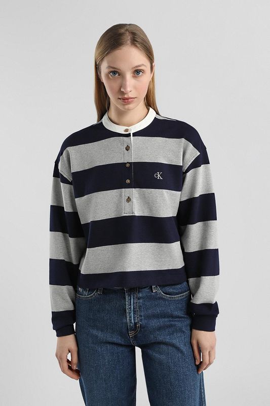 Толстовка хлопковая с воротником на пуговицах Calvin Klein Jeans