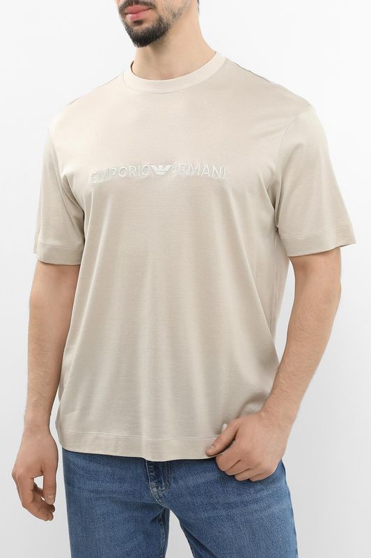 Футболка из смесового хлопка EMPORIO ARMANI