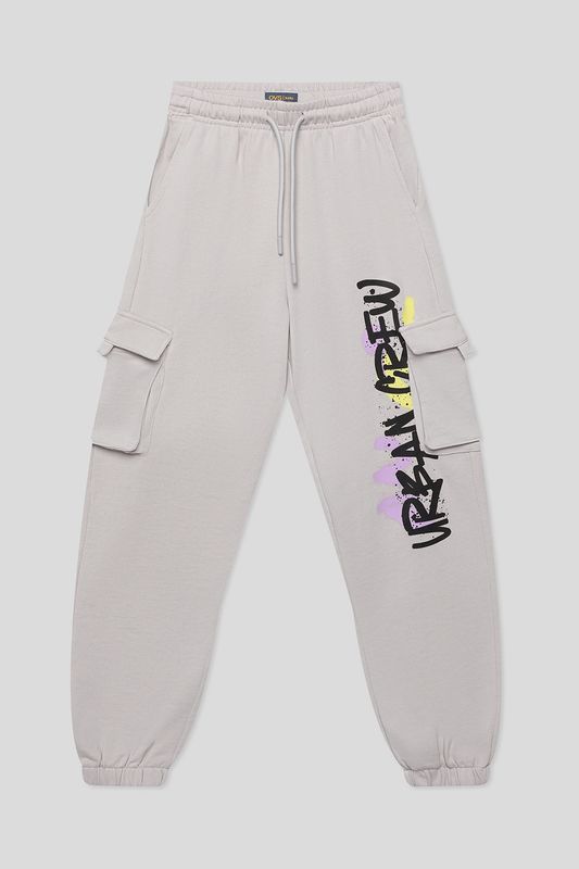 Брюки хлопковые на кулиске с карманами и принтом OVS