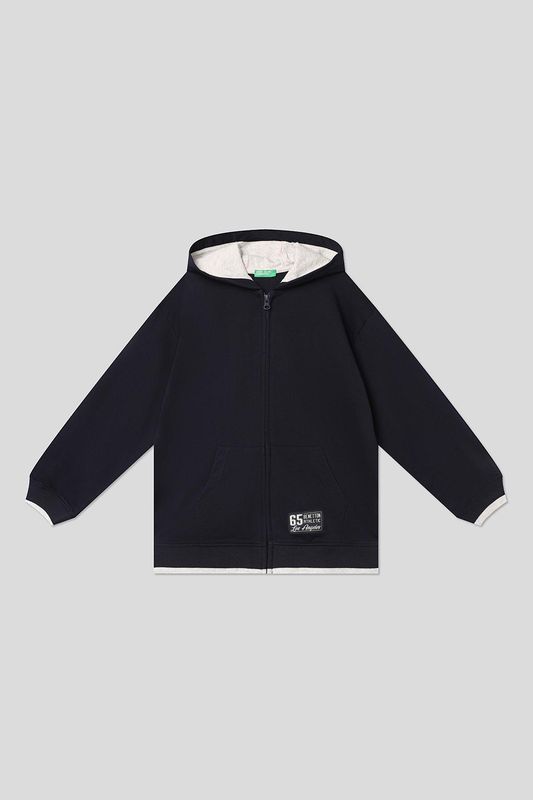 Толстовка хлопковая с капюшоном и принтом Benetton