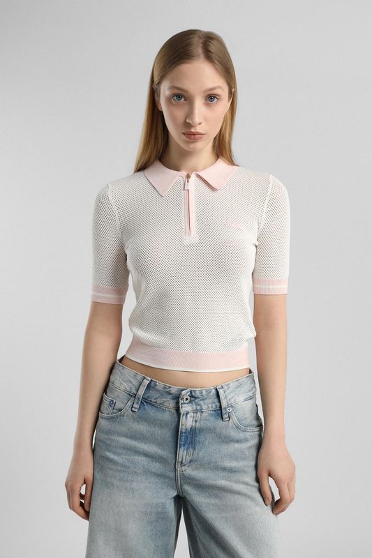 Поло вязаное с воротником на молнии Guess