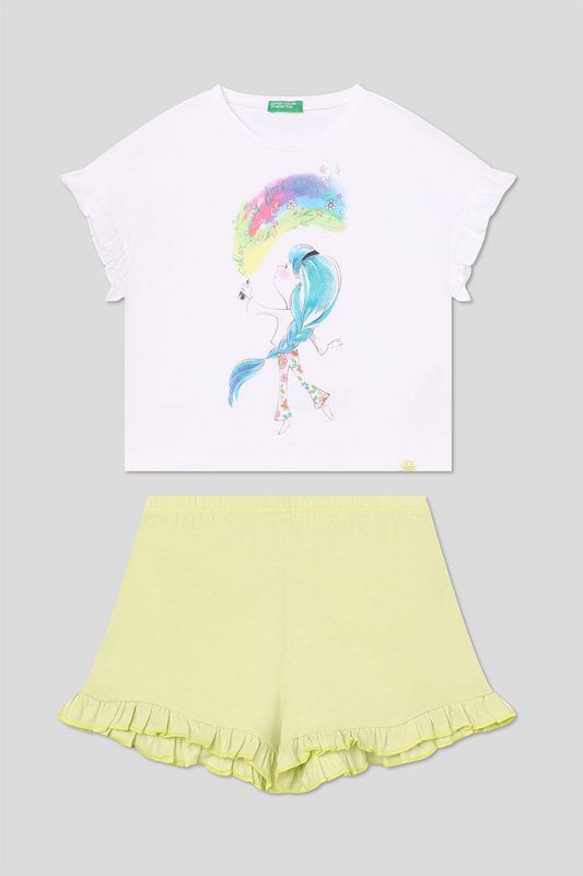 Пижама хлопковая с принтом Benetton Undercolors