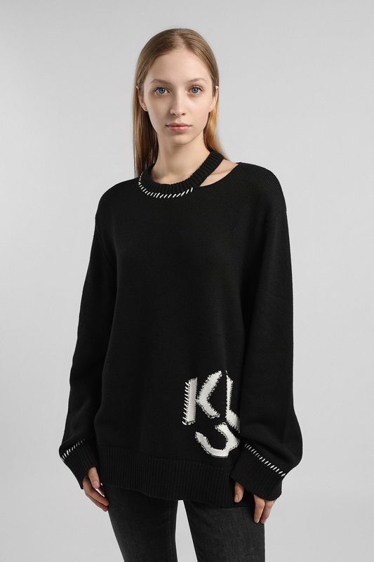 Джемпер хлопковый с вырезом Karl Lagerfeld Jeans