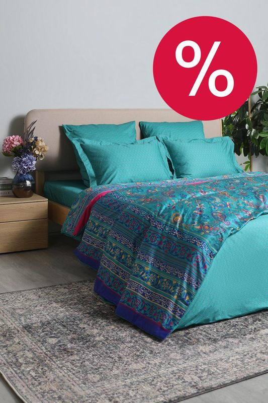 Пододеяльник из сатина с принтом Marmaris Turquoise 21maison