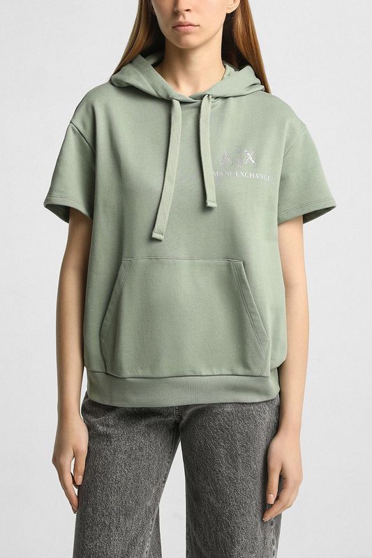 Худи хлопковое с коротким рукавом Armani Exchange