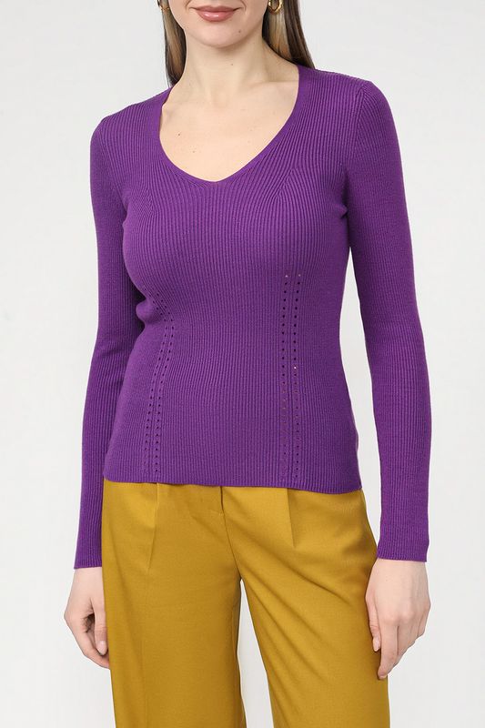 Пуловер с закругленным V-образным вырезом More&More