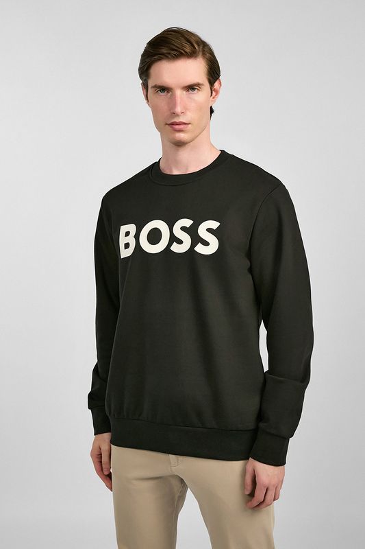 Хлопковый свитшот с принтованным логотипом BOSS