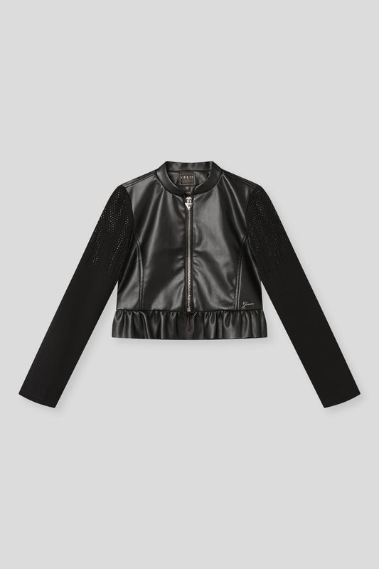 Куртка из искусственной кожи с оборкой Guess