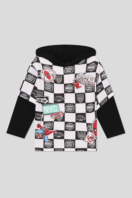 Лонгслив хлопковый с капюшоном и принтом Desigual
