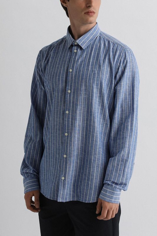 Рубашка из льна и хлопка в полоску Casual Friday
