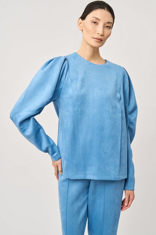 Блуза из мягкой экозамши с рукавами-фонариками Fashion Rebels