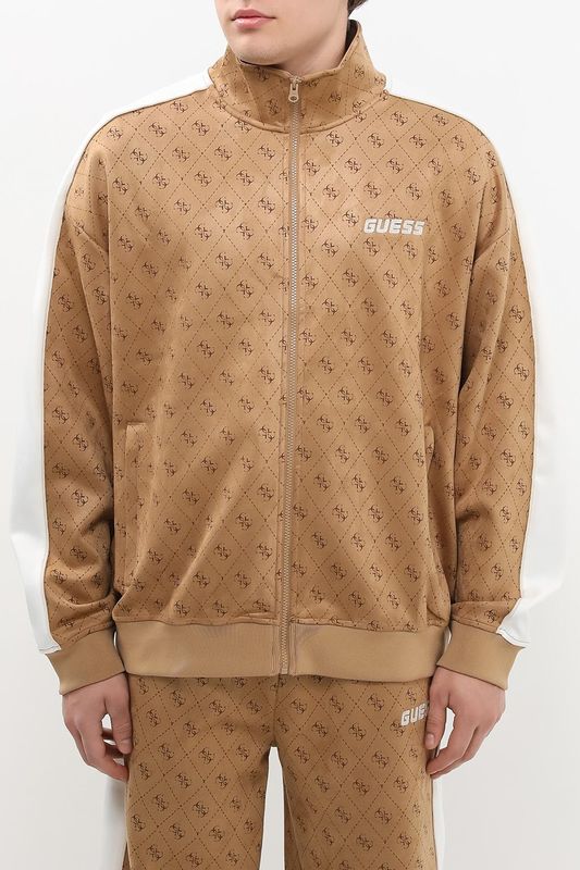 Толстовка на молнии с принтом из монограмм бренда Guess