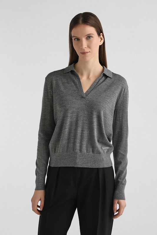 Поло вязаное с длинным рукавом Calvin Klein
