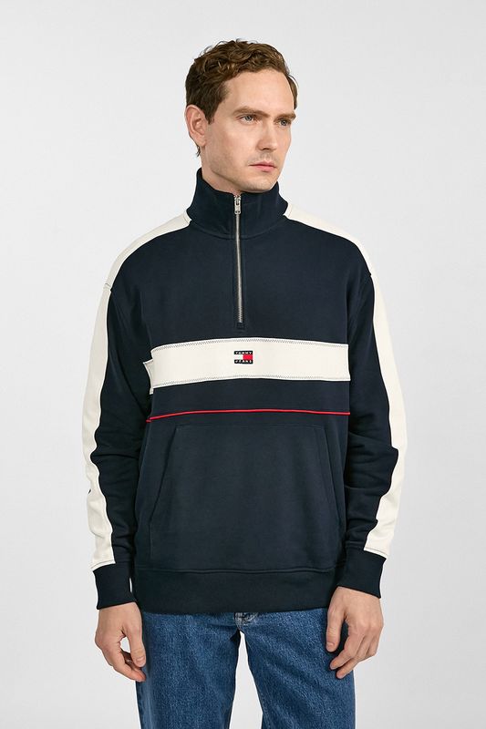 Толстовка хлопковая с воротником на молнии Tommy Jeans