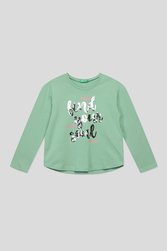 Хлопковый лонгслив с пайетками Benetton