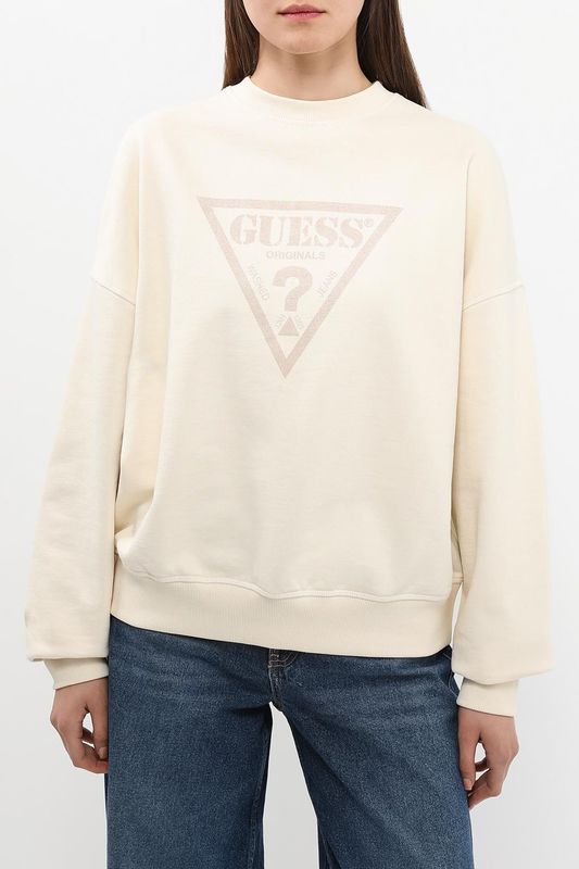 Свитшот хлопковый с логотипом Guess