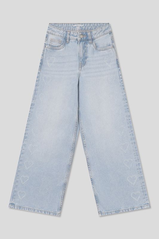 Джинсы с эффектом потертости и сердечками OVS