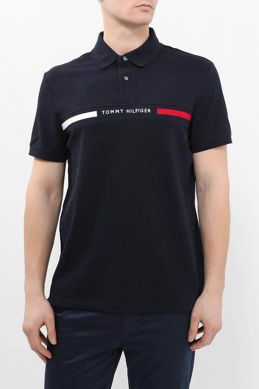 Поло хлопковое с логотипом Tommy Hilfiger