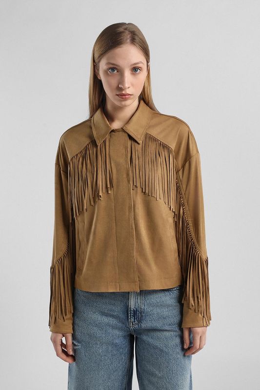 Куртка из искусственной кожи с бахромой Guess