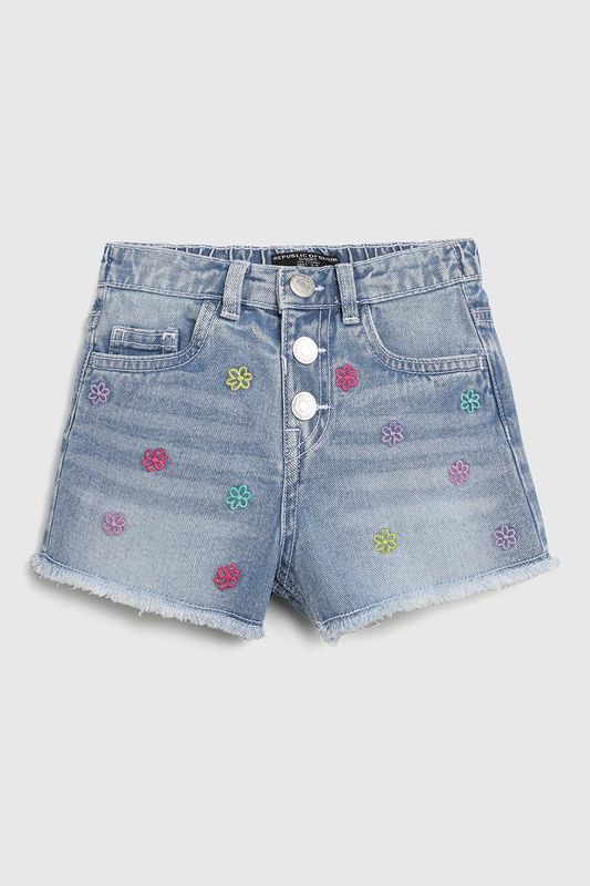 Шорты джинсовые с необработанным краем и вышивкой Republic of Denim