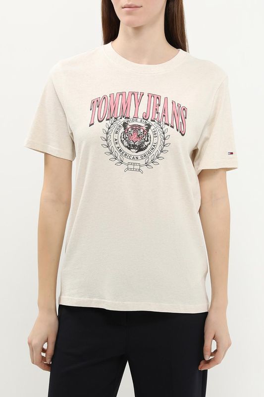 Футболка хлопковая с принтом Tommy Jeans