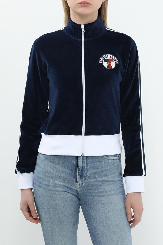 Толстовка хлопковая на молнии с логотипом Tommy Jeans